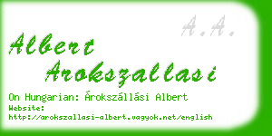 albert arokszallasi business card